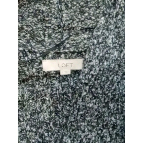 Loft Sweater Womens Size Small Open Front Cardigan Black White Cotton Blend - Picture 2 of 6